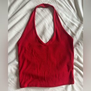Garage Red Cropped Halter Top